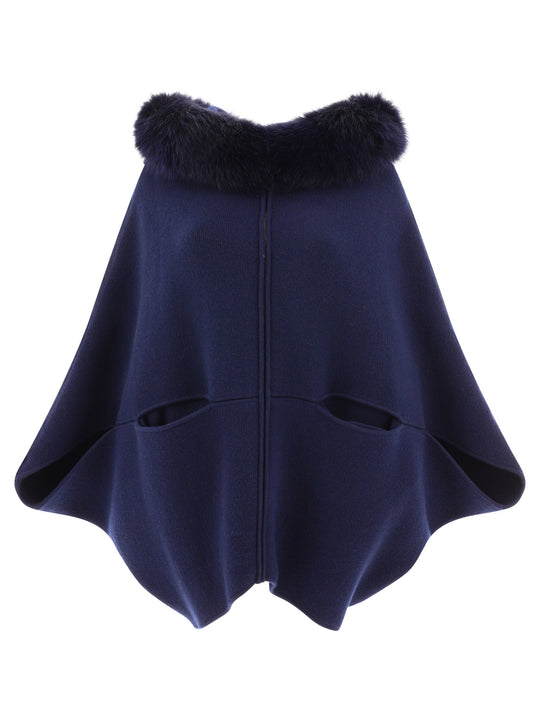 Wool And Cashmere Cape Jackets And Coats Blu