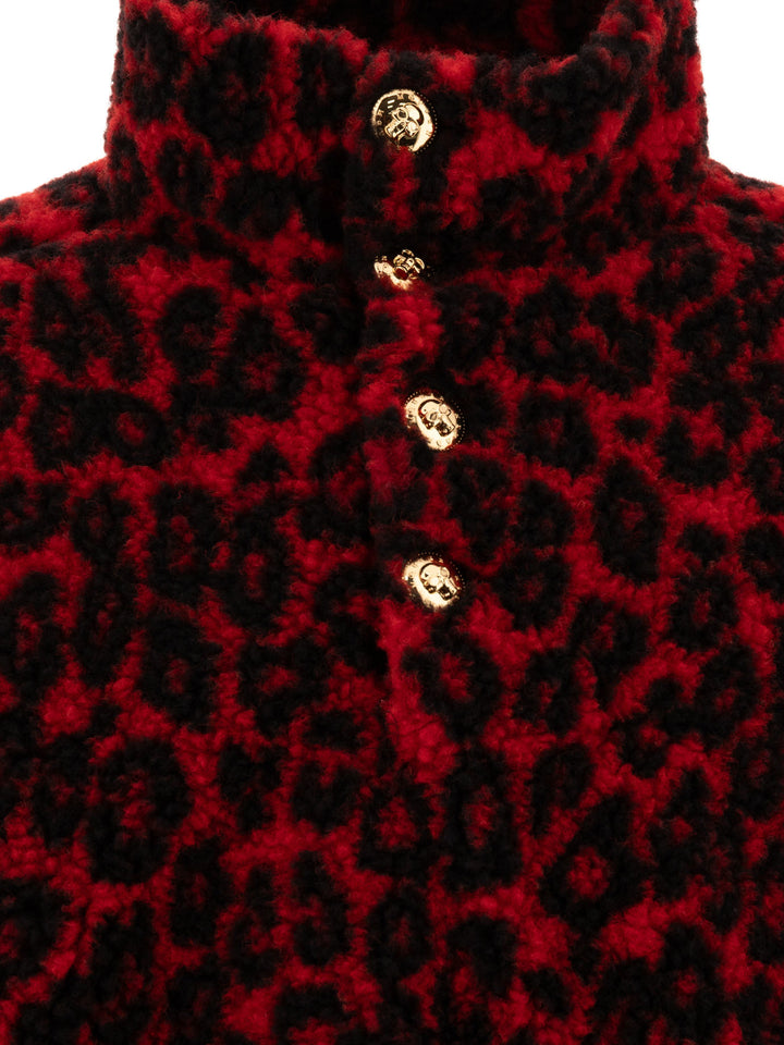 Alexander Mcqueen Leopard Print Fleece Jacket Jackets and Coats - Rosso | 3c93daa3ac7e3a285d525f0ef67acd19baa1f597
