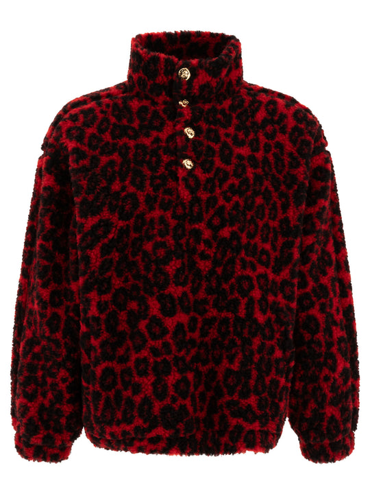 Leopard Print Fleece Jacket Jackets And Coats Rosso