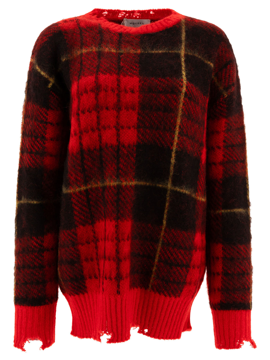 Alexander Mcqueen Tartan Distressed Knitwear - Rosso | 0251b428e3df27bc5b34927052fa44249161932a