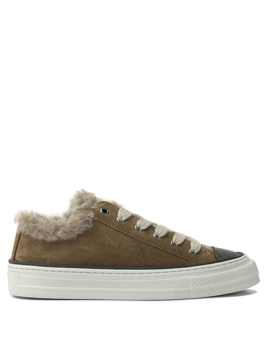 Suede Sneakers With Jewel Detailing Sneakers & Slip-On Marrone