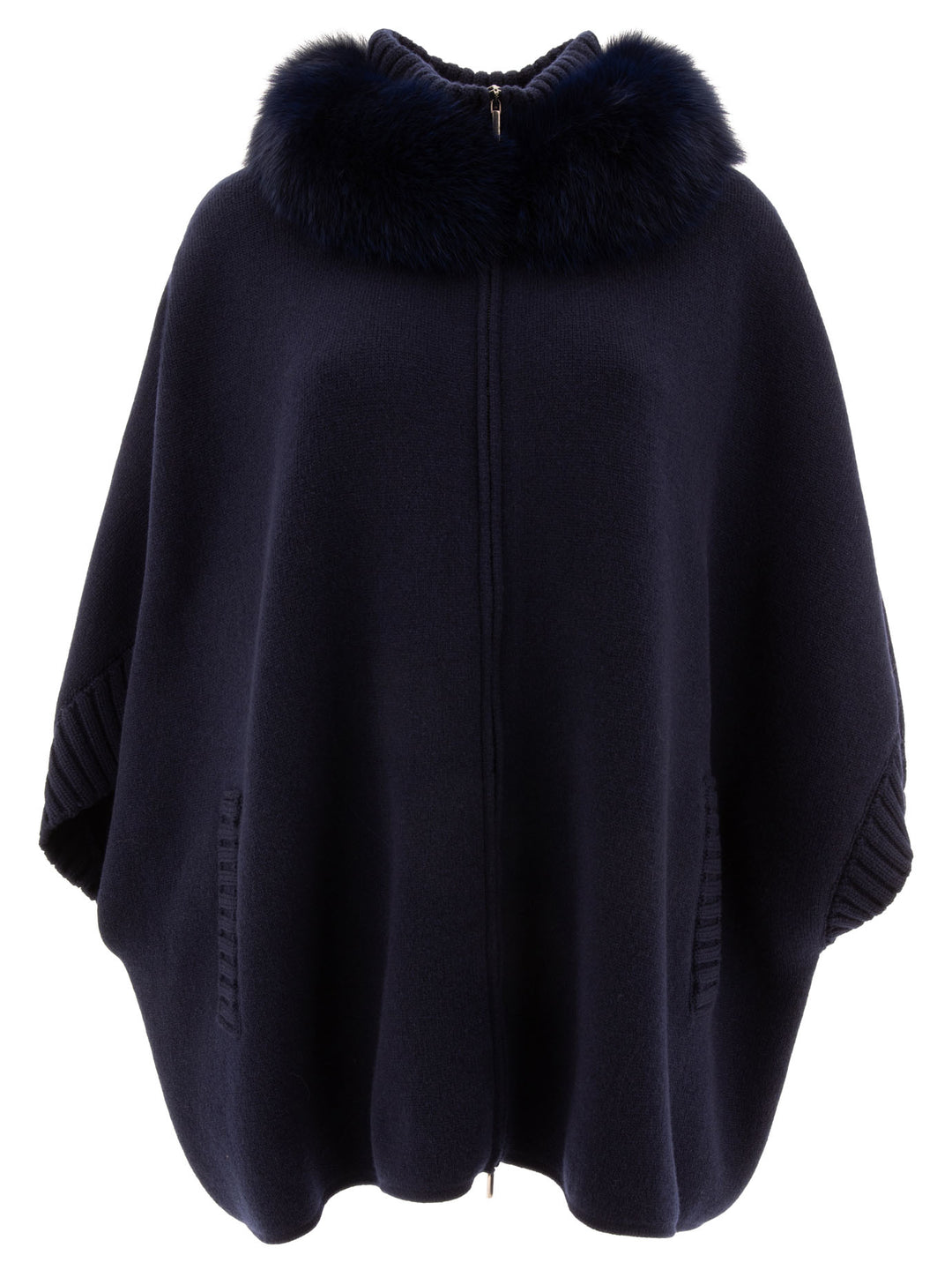 Giovi Wool And Cashmere Poncho Jackets and Coats - Blu | 3da7da00ff07e0b6899ad44ca92dab00dacef3d3