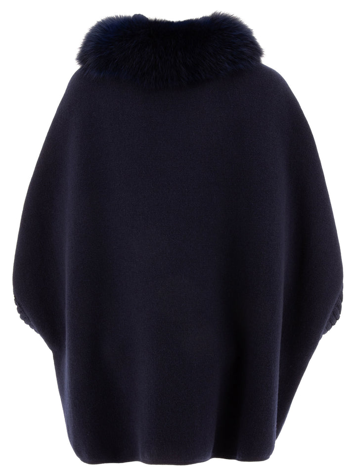 Giovi Wool And Cashmere Poncho Jackets and Coats - Blu | dab08b598988b546c01b6b4ccb914c06b43f4160