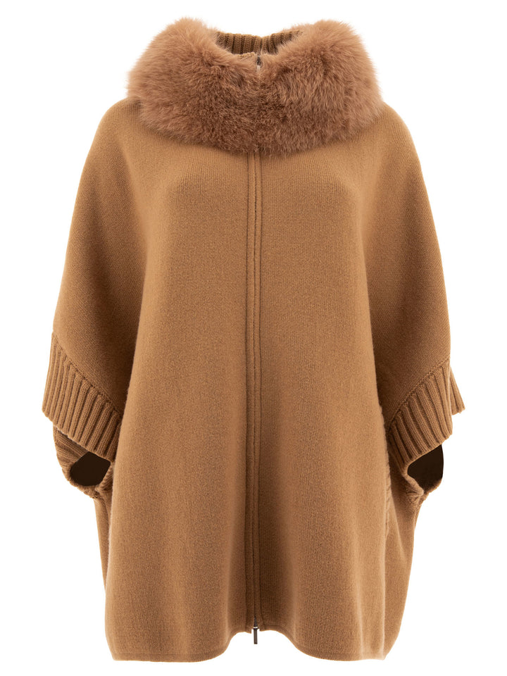 Giovi Wool And Cashmere Poncho Jackets and Coats - Beige | 7eab9dfda4d33e2485d4b58a36bbc63c3e3deeef