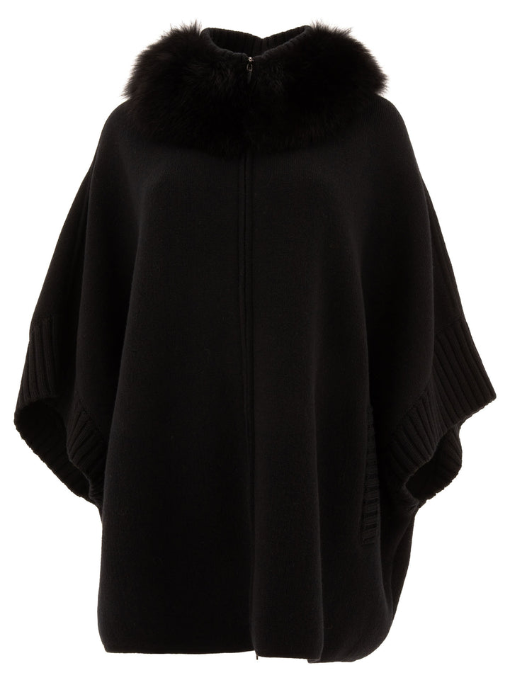 Giovi Wool And Cashmere Poncho Jackets and Coats - Nero | 9621211bd0bce601a28e6f757482bbc38c48a072