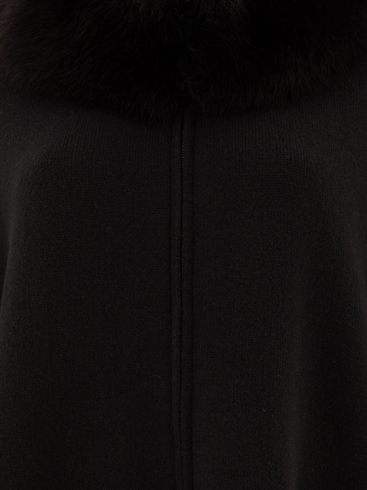 Giovi Wool And Cashmere Poncho Jackets and Coats - Nero | ce94133cf364a55bec9cbb5f3aaddde980d47b6e
