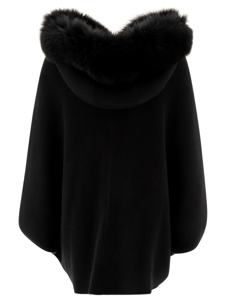 Giovi Wool And Cashmere Poncho Jackets and Coats - Nero | 54a018e6a98a818a93040a08102f422c879aa252