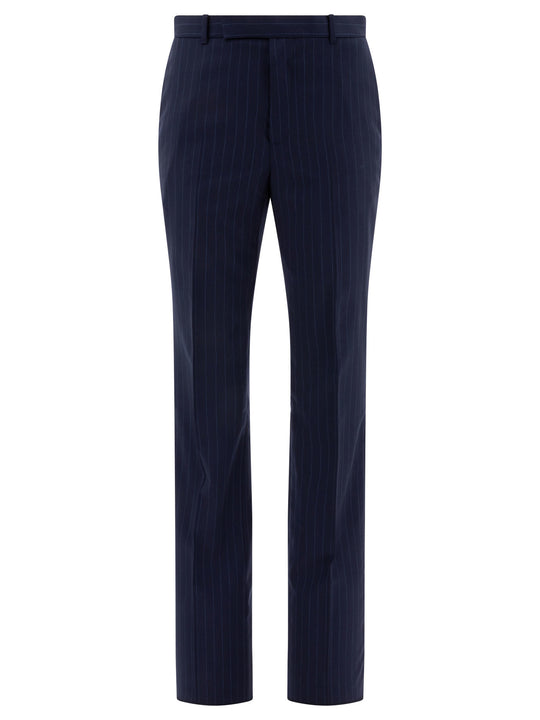 Pinstriped Tailored Trousers Blu