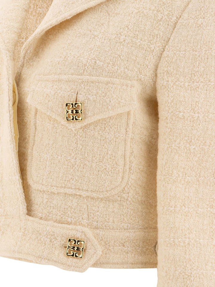 Givenchy Short Tweed Jacket With 4g Detail Jackets and Coats - Bianco | ff40b4ed9aa0b8c3644457f8a1f5a65b9aded190