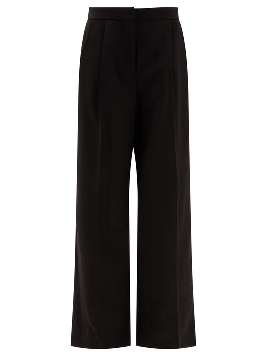 Wool Pleated Trouses Trousers Nero