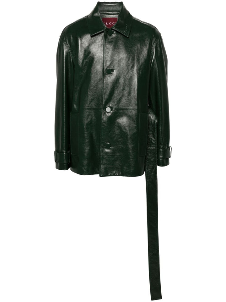 Gucci Trench In Pelle Lucida Jackets and Coats - Verde | 8b37daa393bf6b0909e0492564e9690d62406f18