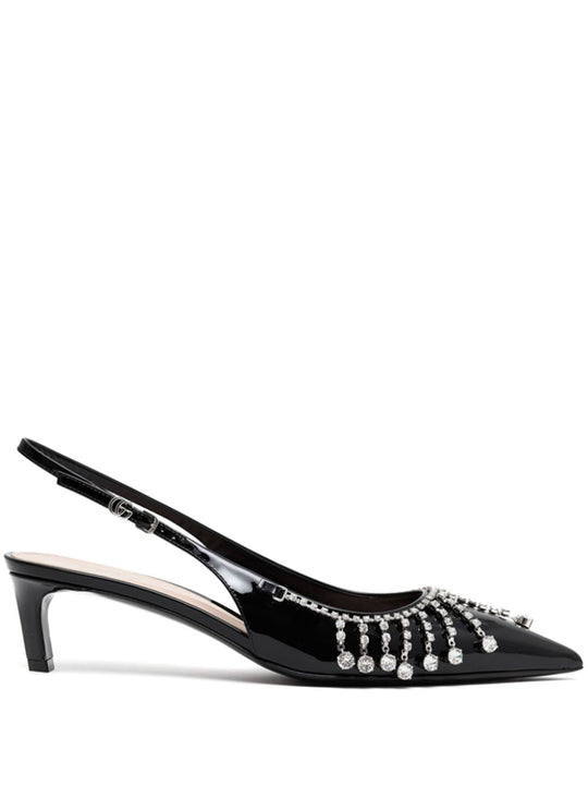 DéColleté Con Catena Di Cristalli Heeled Shoes Nero
