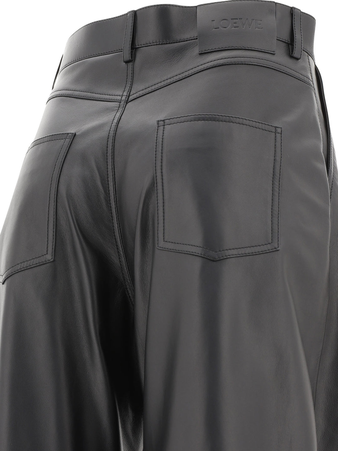 Loewe Balloon  In Nappa Lambskin Trousers - Nero | 4e9ebe7d7fbfa4a44e577275aea7352886f8ebd2