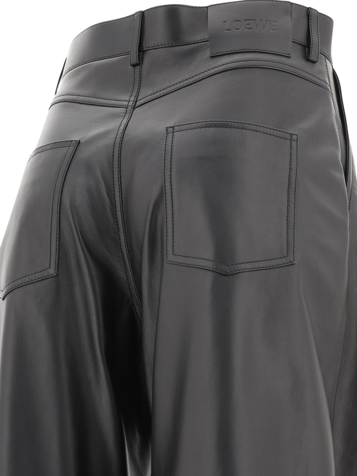 Loewe Balloon  In Nappa Lambskin Trousers - Nero | 4e9ebe7d7fbfa4a44e577275aea7352886f8ebd2
