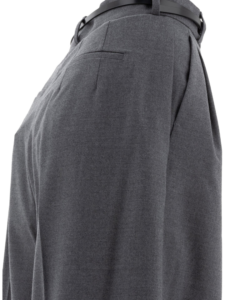 Max Mara Sportmax Oversized Stretch Wool Trousers - Grey | 5c7ea03390a1f049cf860376689894d20e69f706
