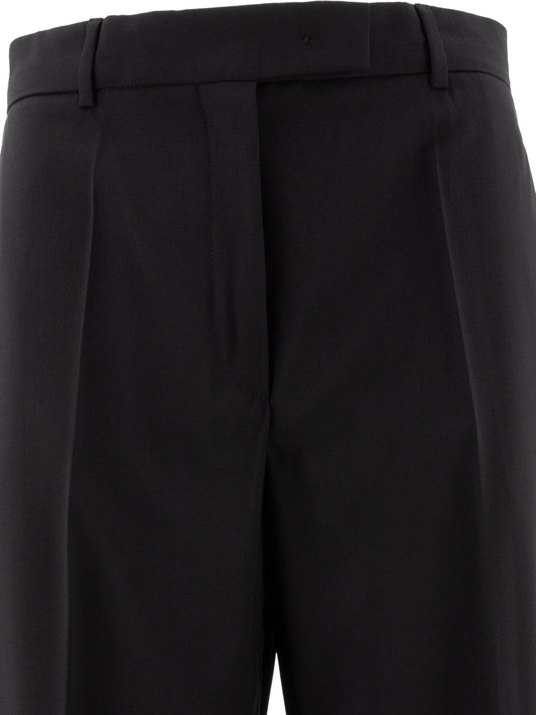 Max Mara Sportmax Oversize  In Stretch Wool Trousers - Nero | 6576d2f03f9b3625e4ac48ee48296e38dffe7663