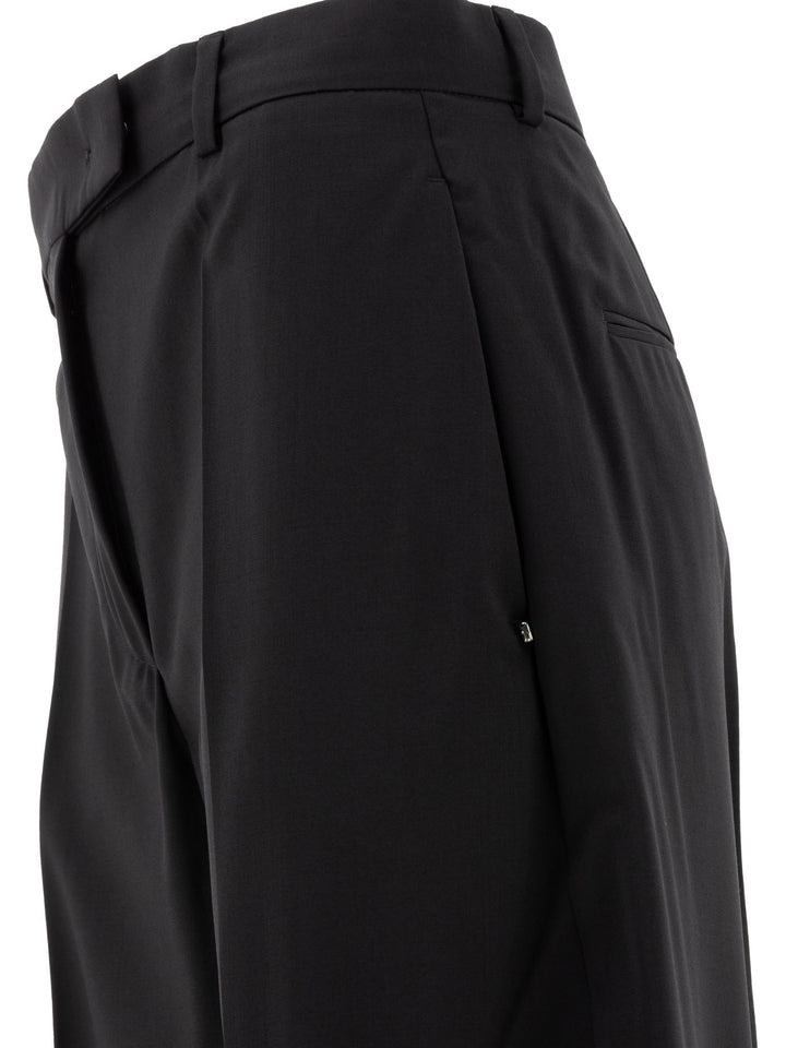 Max Mara Sportmax Oversize  In Stretch Wool Trousers - Nero | 9f5380edf7ea28a9d972348e6d07efe19139c81f