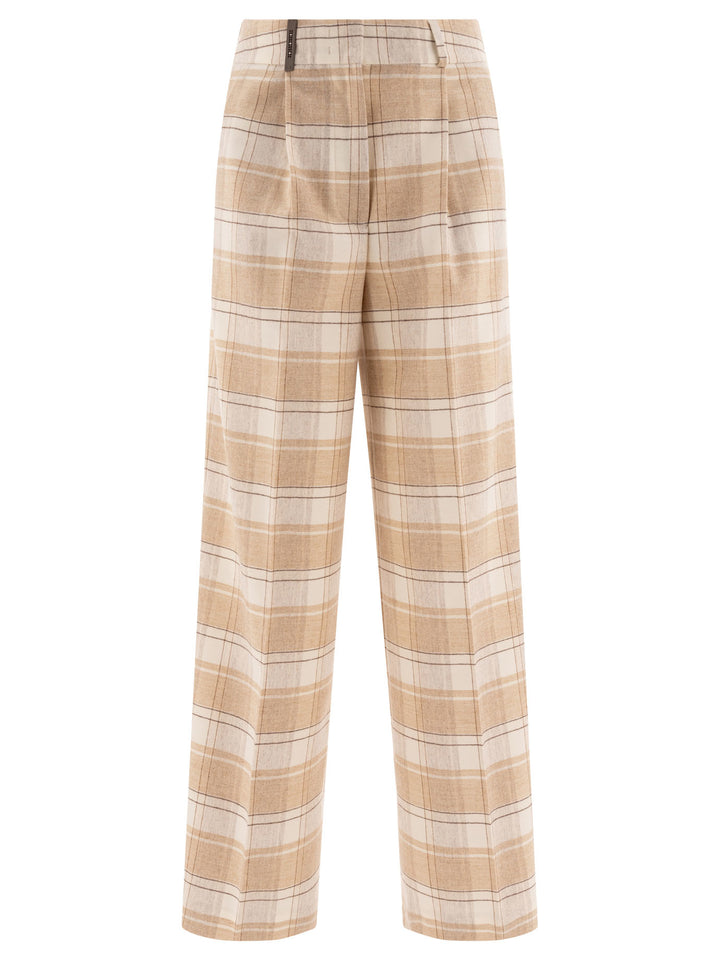 Peserico Check Wool Trousers - Beige | be9166b9d7fcbbaa7d86e5b7d4b445ffd990fa7f