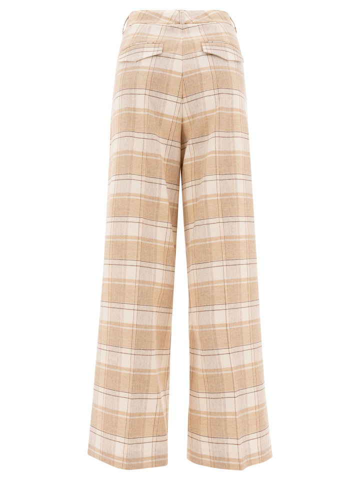 Peserico Check Wool Trousers - Beige | f36e8b53238a121032154957c41c76838117a44a