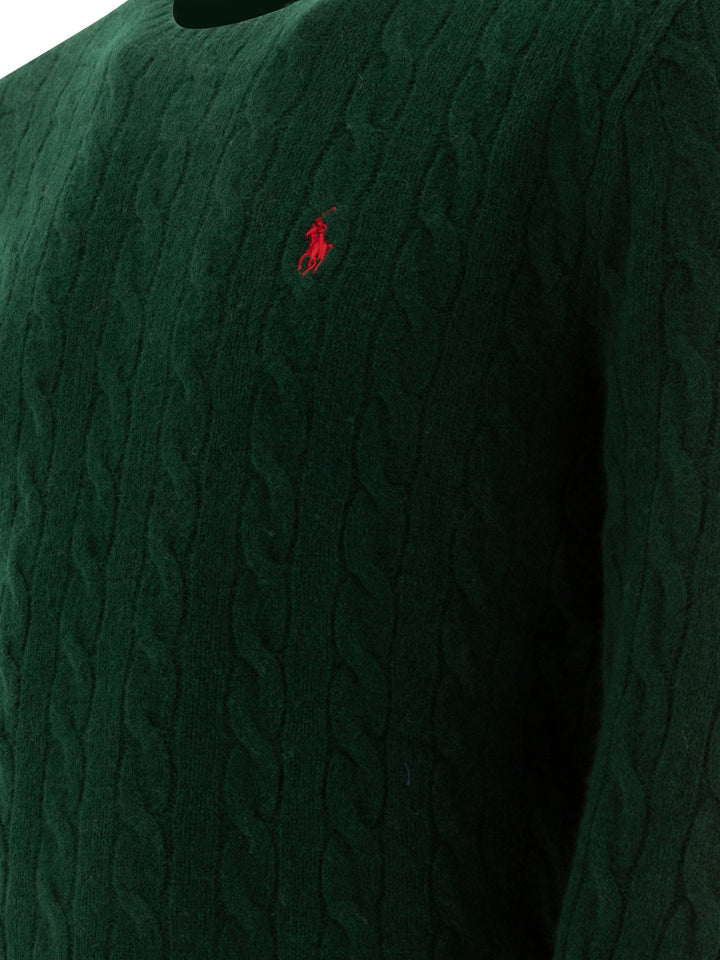 Polo Ralph Lauren Wool And Cashmere Crewneck Sweater With Logo Knitwear - Verde | 1ed60c584b35b7bde23972fd25d4cd3bb9ba596c