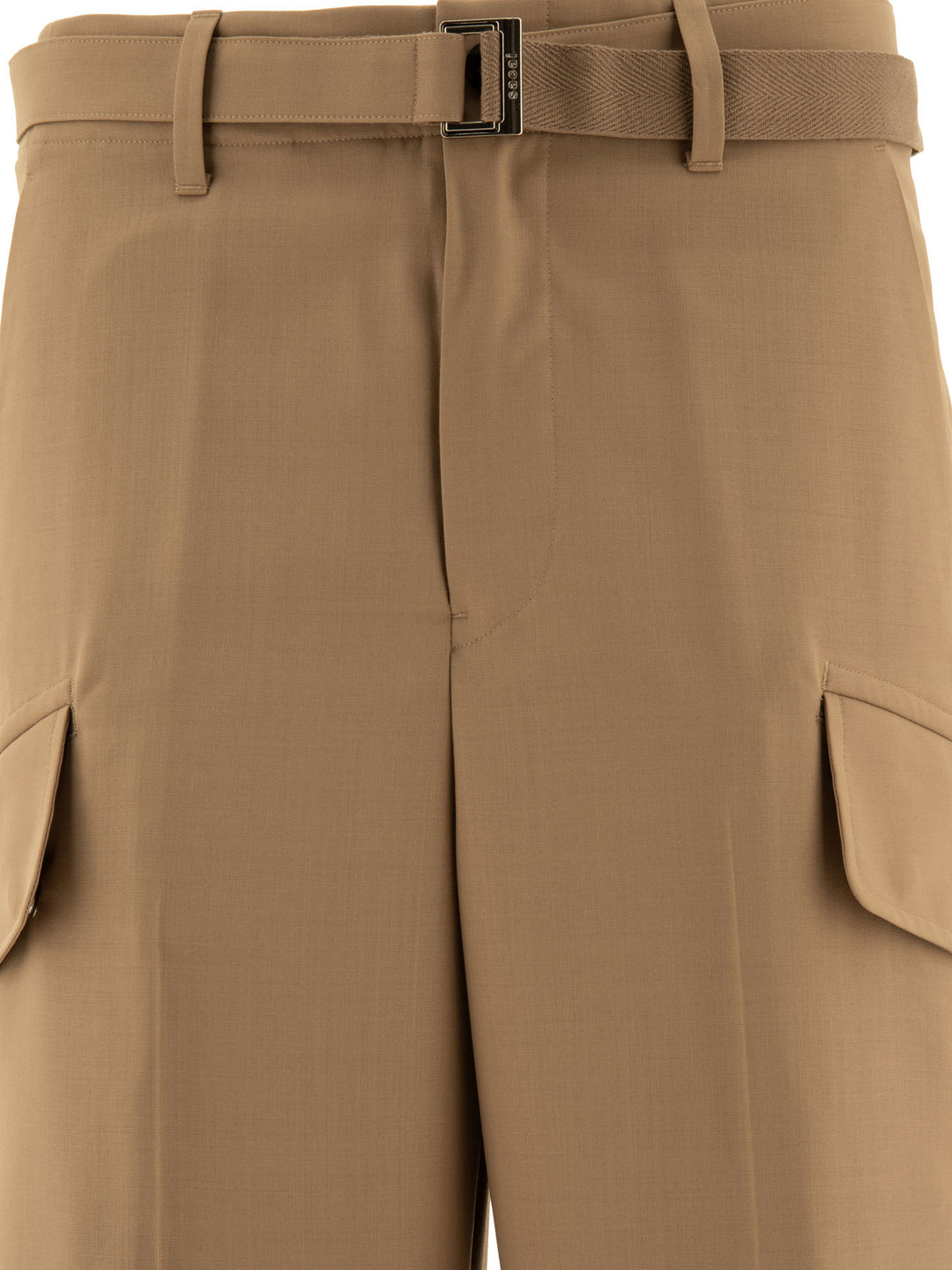 Sacai Belted Trousers - Beige | 3e86c8f59b268e8ebb05a2e1712fe28890e38518