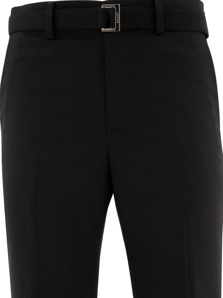 Sacai Belted Trousers - Nero | 116eb74e0a5d78d0e0c5d208eac4220ebfa6cd98