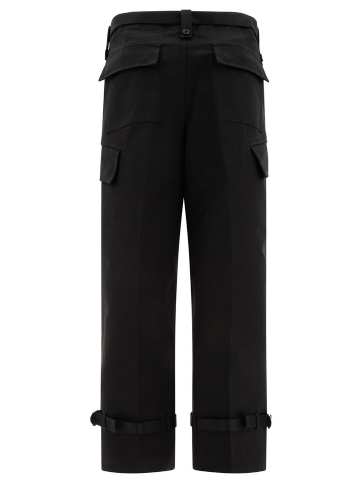 Sacai Belted Trousers - Nero | 40648774cdf4a5c58d74b80716f7ff31403b3978