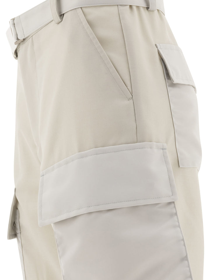 Sacai Belted Cargo Trousers - Beige | 00c63006b43cab80ae23d9ec42d79c75e69340e2