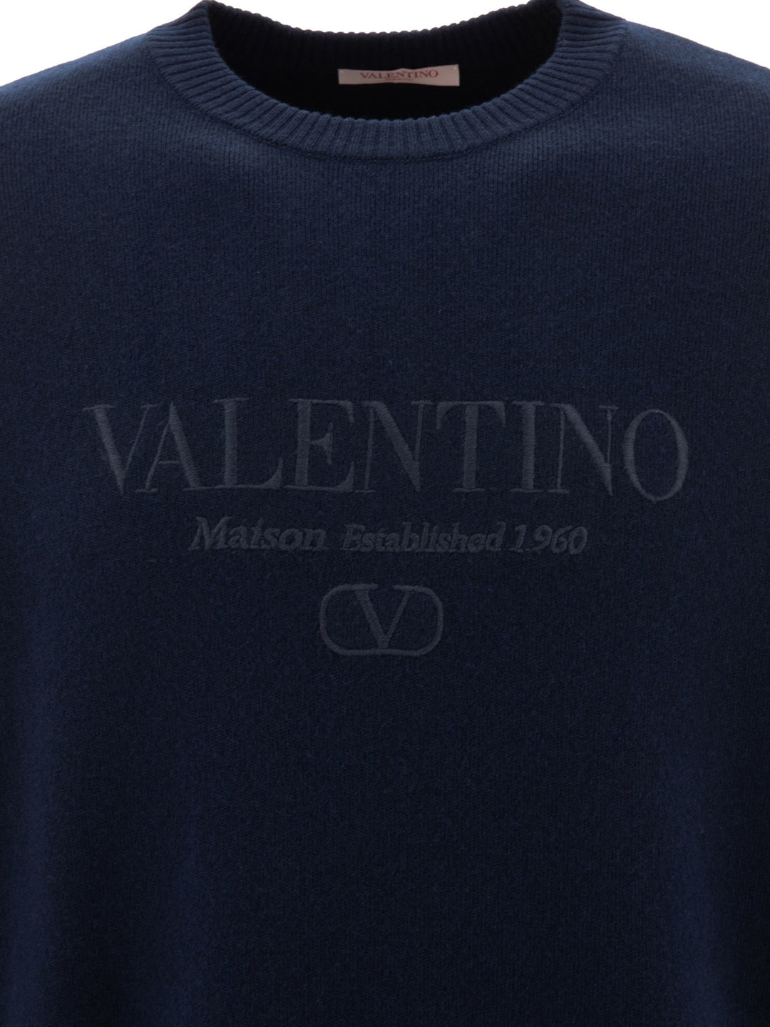 Valentino Wool Sweater With Valentino Embroidery Knitwear - Blu | 9edac6d8b84efb21dcc28beafe31431a7a2cb654