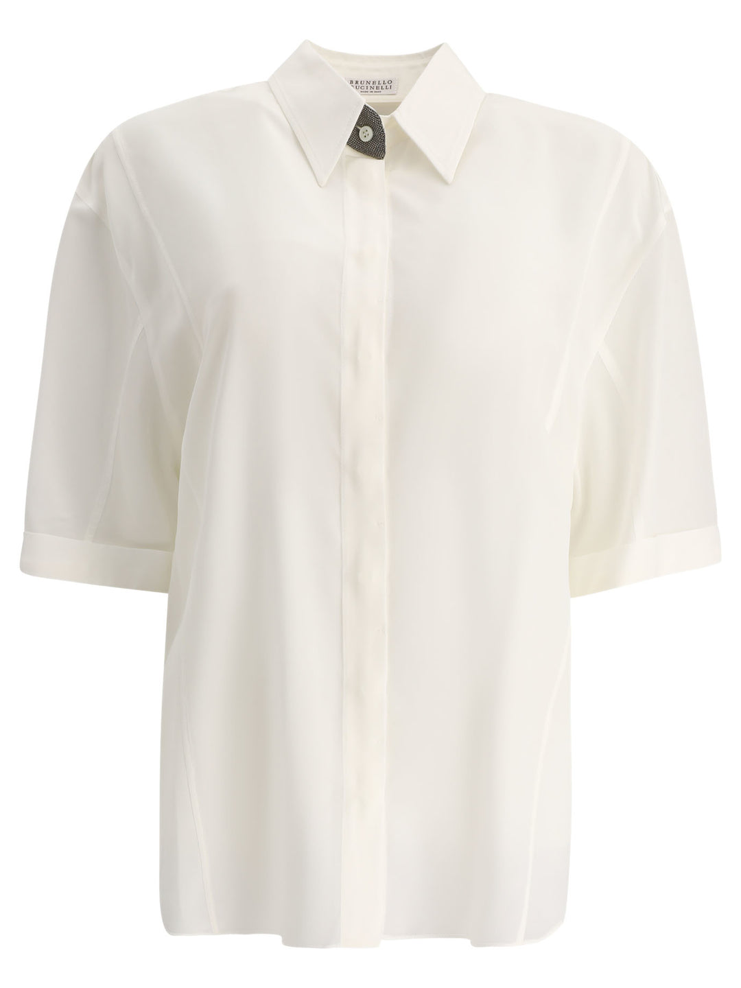 Brunello Cucinelli Crepe De Chine Shirt With Precious Buttonhole Shirts - Bianco | 3f6dfffe162479505ff5990bf65d6087ef189bb4