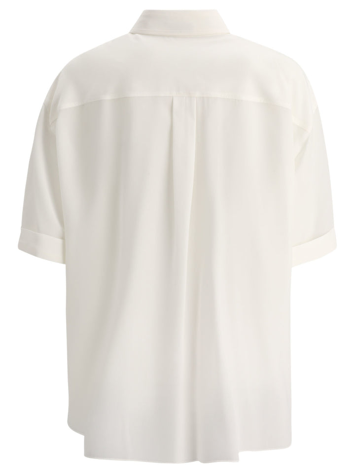 Brunello Cucinelli Crepe De Chine Shirt With Precious Buttonhole Shirts - Bianco | 5fb293e5a7b6263dd2195f2388b60a3a038564bf