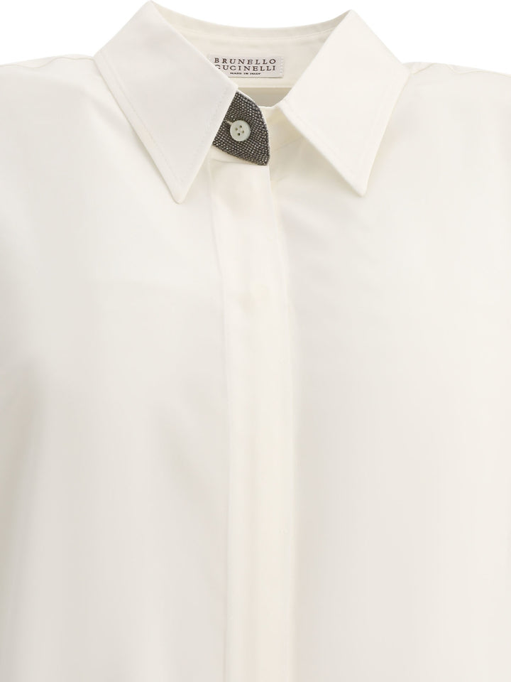 Brunello Cucinelli Crepe De Chine Shirt With Precious Buttonhole Shirts - Bianco | 45b41250ed16039a0362d270e4f5294f8c0685d4