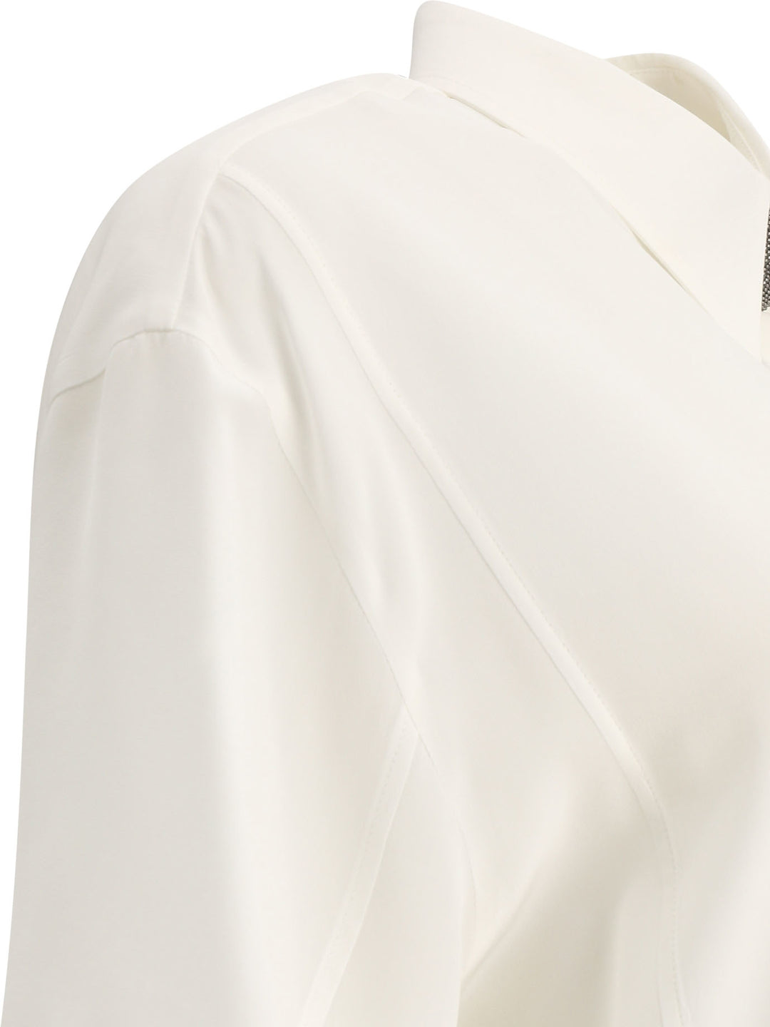 Brunello Cucinelli Crepe De Chine Shirt With Precious Buttonhole Shirts - Bianco | 49068ba1f49a2a717b1e4199d77ba48242c53810