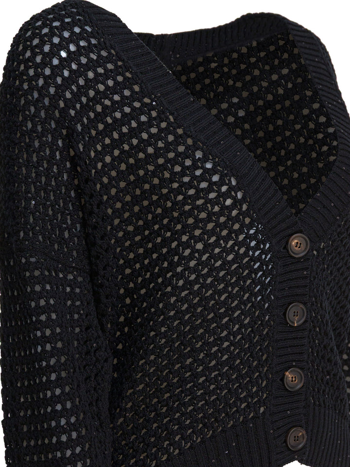 Brunello Cucinelli Cotton Cardigan Knitwear - Nero | d70cd302a4a613559124b32543e487dc30ce4020