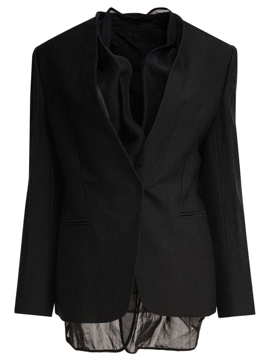 Blazer With Integrated Tank Top Jackets And Coats Nero