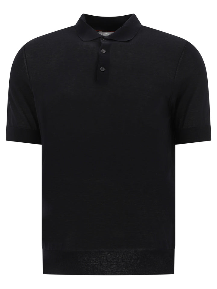 Brunello Cucinelli Cotton And Silk Polo Shirt Polo shirts - Nero | b6fe8c7b3ae860569a8fb9789be0eef02c8b3541