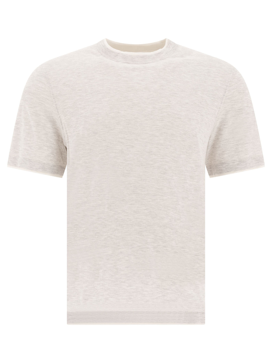 Brunello Cucinelli Crew-Neck T-Shirt In Linen And Cotton Jersey With Faux Layering T-shirts - Grey | 00a339fd02f0f72d13dc2bb8a216068844f6ef85