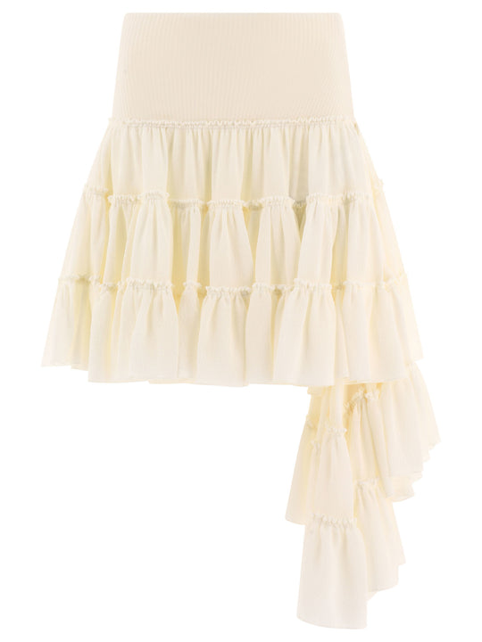 Ruffled Skirt Gonne Bianco