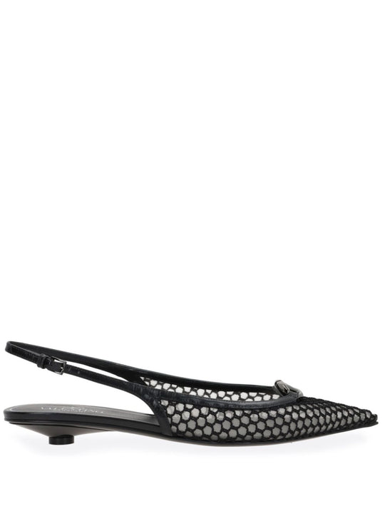 Pointed Slingback Ballet Flats 20 Mm Heeled Shoes Nero