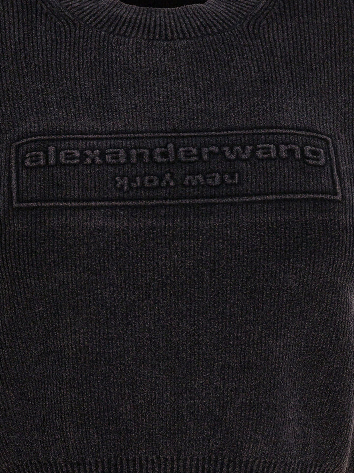 Alexander Wang Cropped T-Shirt With Logo T-shirts - Nero | 8760ae9ad7369083d24998c5bd57f55ddd580f0f