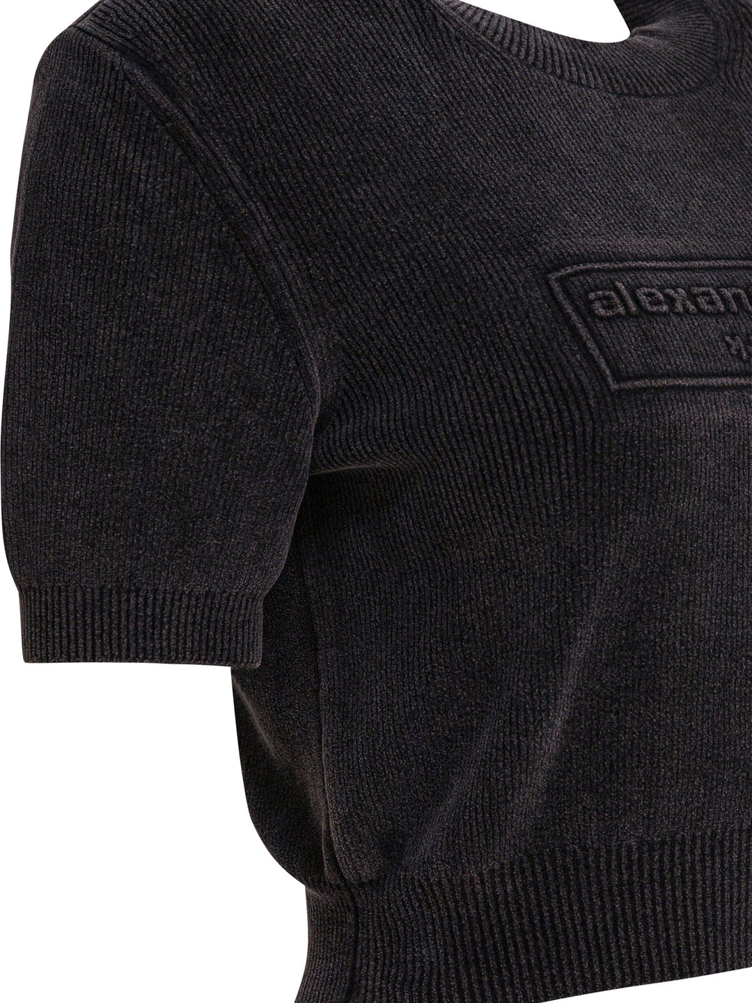 Alexander Wang Cropped T-Shirt With Logo T-shirts - Nero | 9c84c8da7c962995b0de6924202fda31da1ffa38