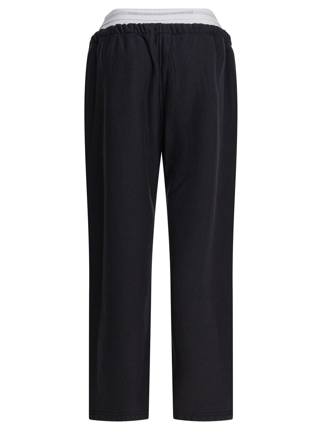 Alexander Wang Wide Leg Sweatpant W/ Logo Elastic Exposed Brief Trousers - Nero | 1139a7f7535e29cc7361bcd882fe31a828b24666