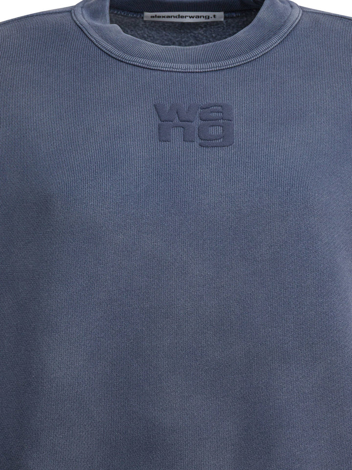 Alexander Wang Cotton Sweatshirt With Logo Sweatshirts - Blu | 900f47bcd2489e0176cb89d49122439a2f37a7ee