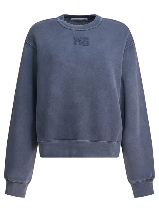 Cotton Sweatshirt With Logo Sweatshirts Blu