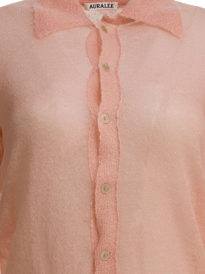 Auralee Mohair Wool Cardigan Knitwear - Rosa | 27ef77ca54674f0f0f2107ff10f8269c9a40219b