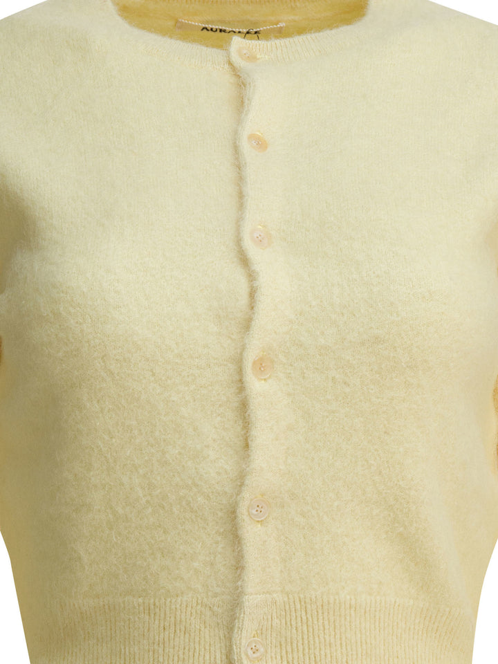 Auralee Alpaca Cardigan Knitwear - Giallo | 5def658c97db3539a53d9acfcb593f39e551862e