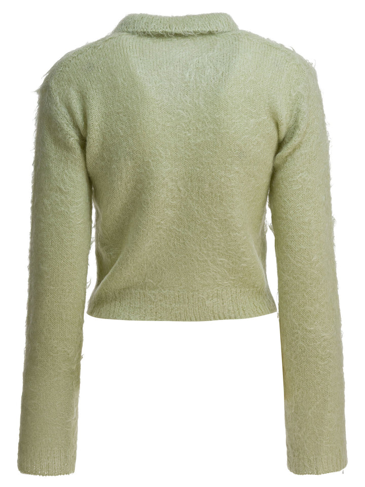 Auralee Mohair And Wool Polo Sweater Knitwear - Verde | 837e8f22414814fc7ce83bc7b66d718fb92730c3