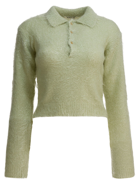 Mohair And Wool Polo Sweater Knitwear Verde