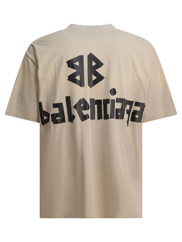 Balenciaga Tape Type T-shirts - Beige | c920c8a32c65da1342f885f6b15a42a8a77008d9