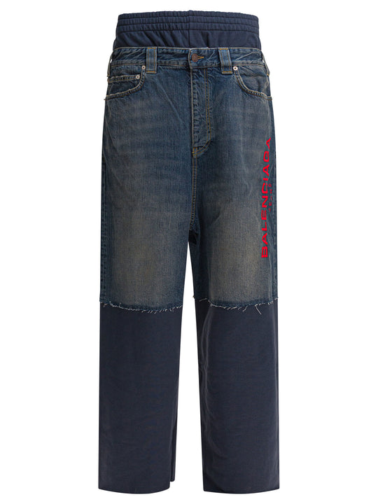 Patched Molleton Jeans Blu